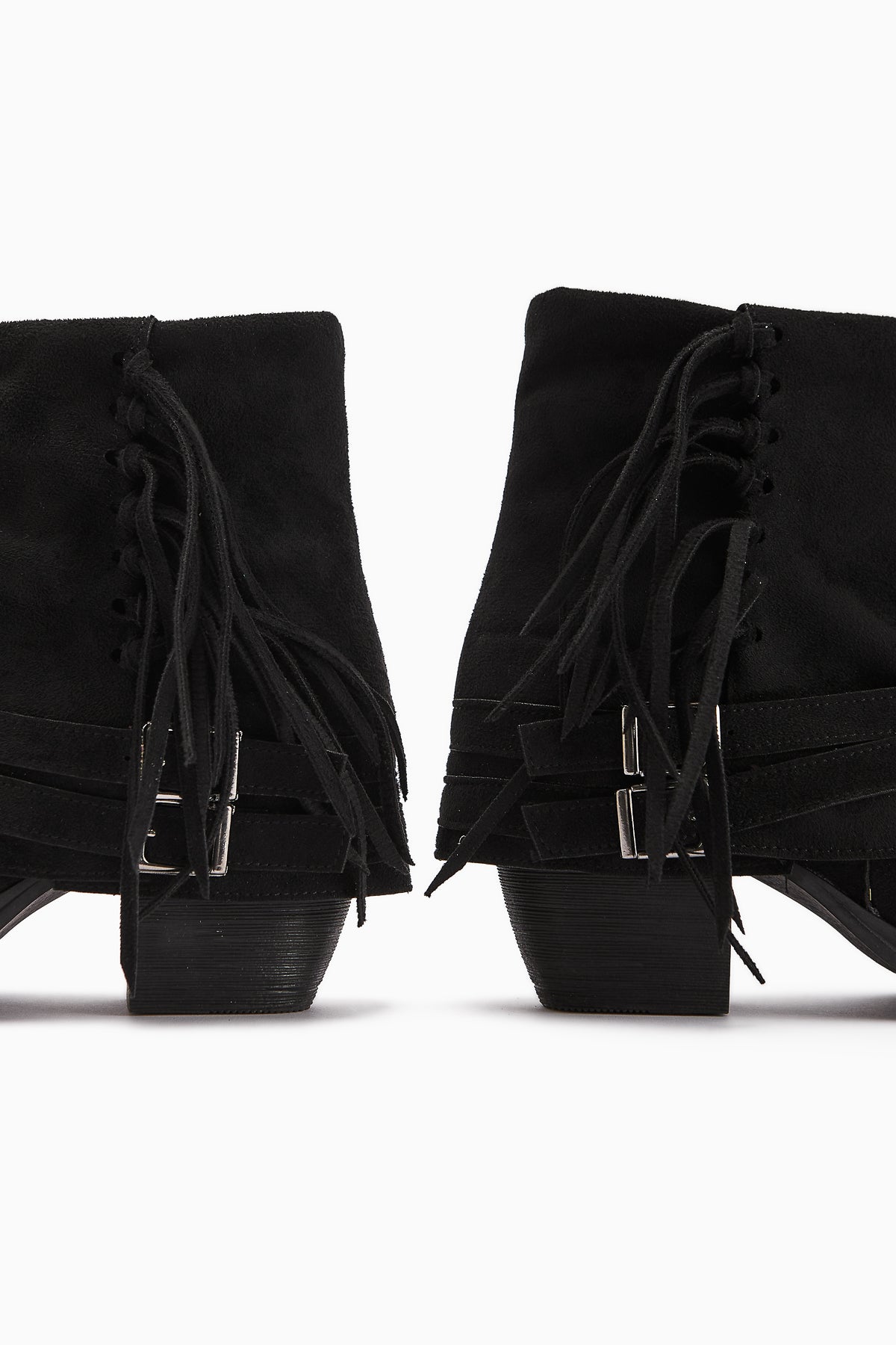 Elis Black Suede Buckled Women's Cowboy Western Boot