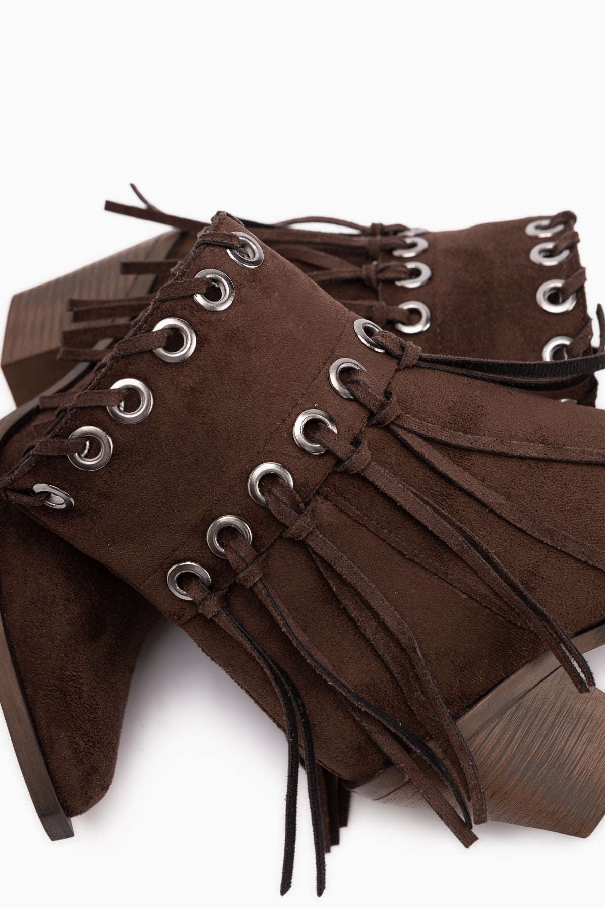 Nessa Wildleder Fransen Chunky Absatz Damen Cowboy Stiefel