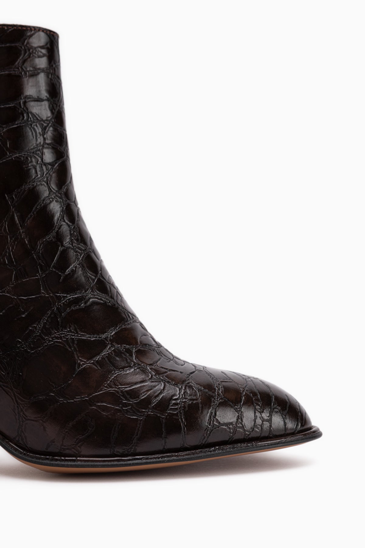 Marion Braun Krokodil Muster Damen Absatzstiefel