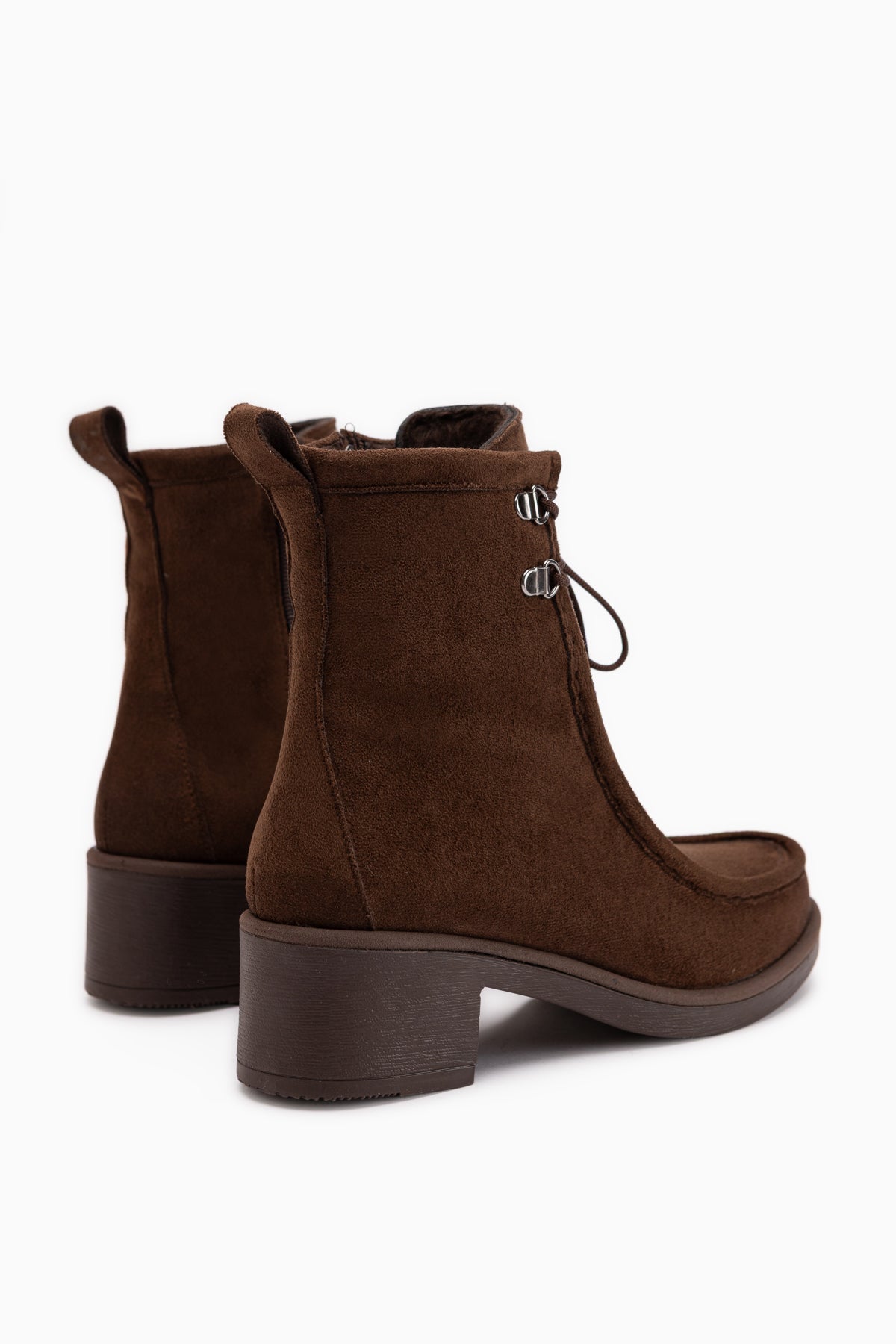 Joey Kaffee Wildleder Schnürung Dicke Absatz Damen Stiefel