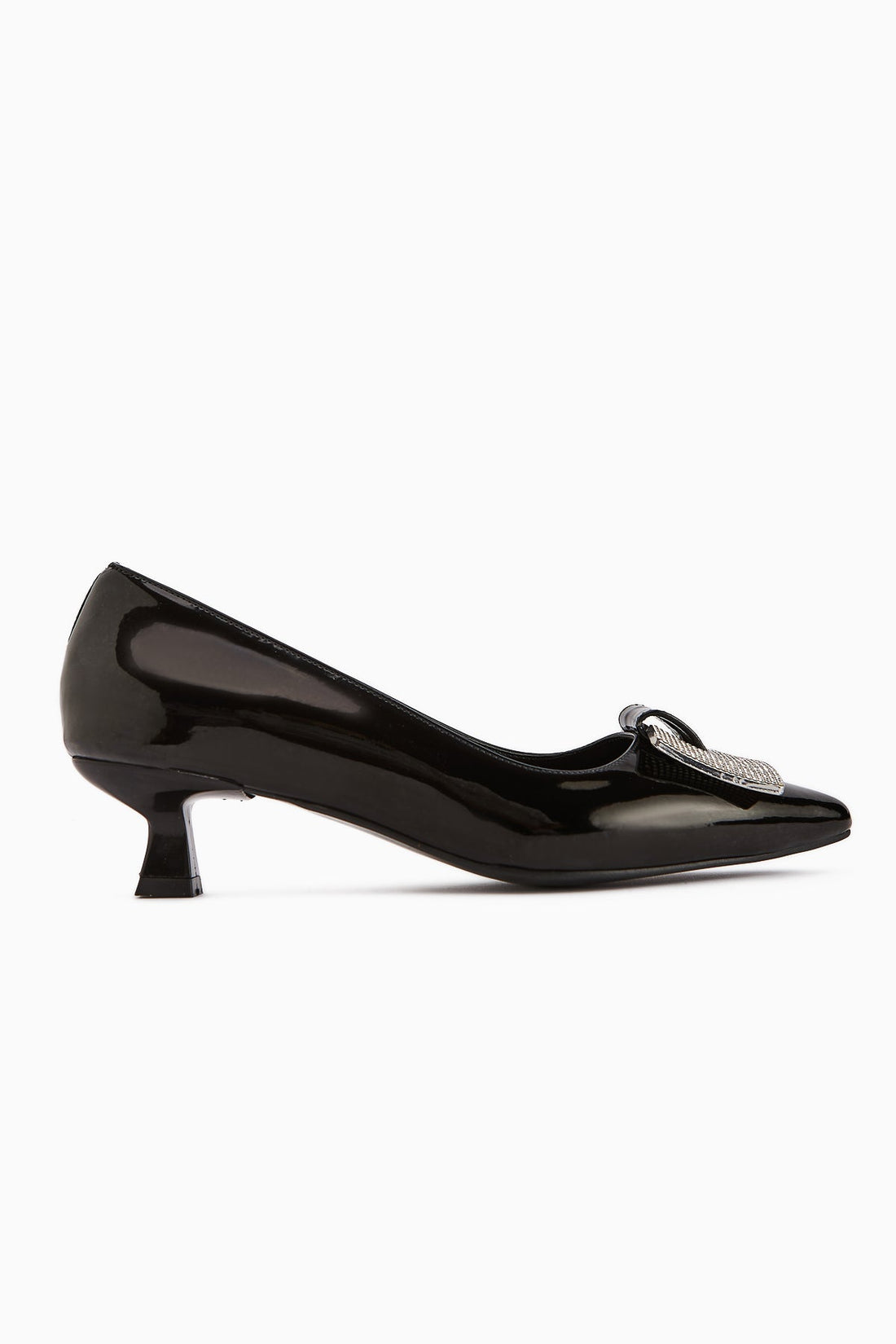 Lini Black Patent Leather Buckled Low Heel Women's Shoes