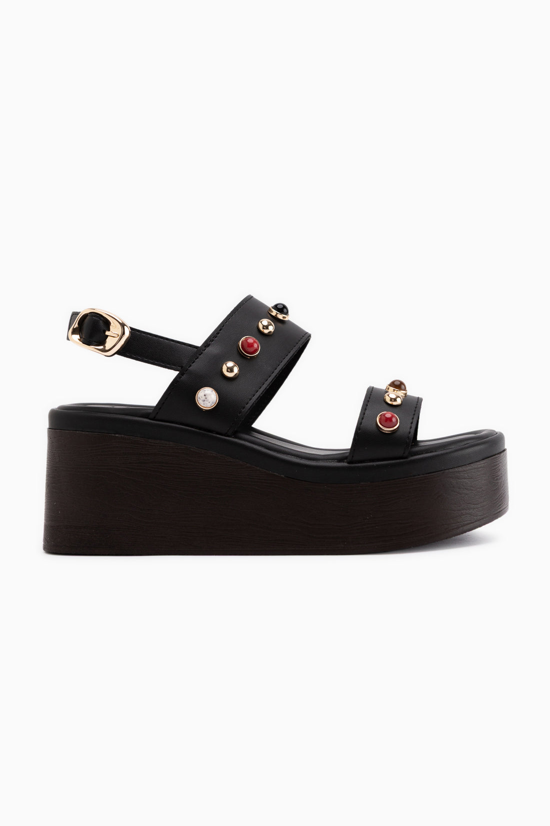 Mariah Schwarze Perlen Detail Damen Keilsandalette