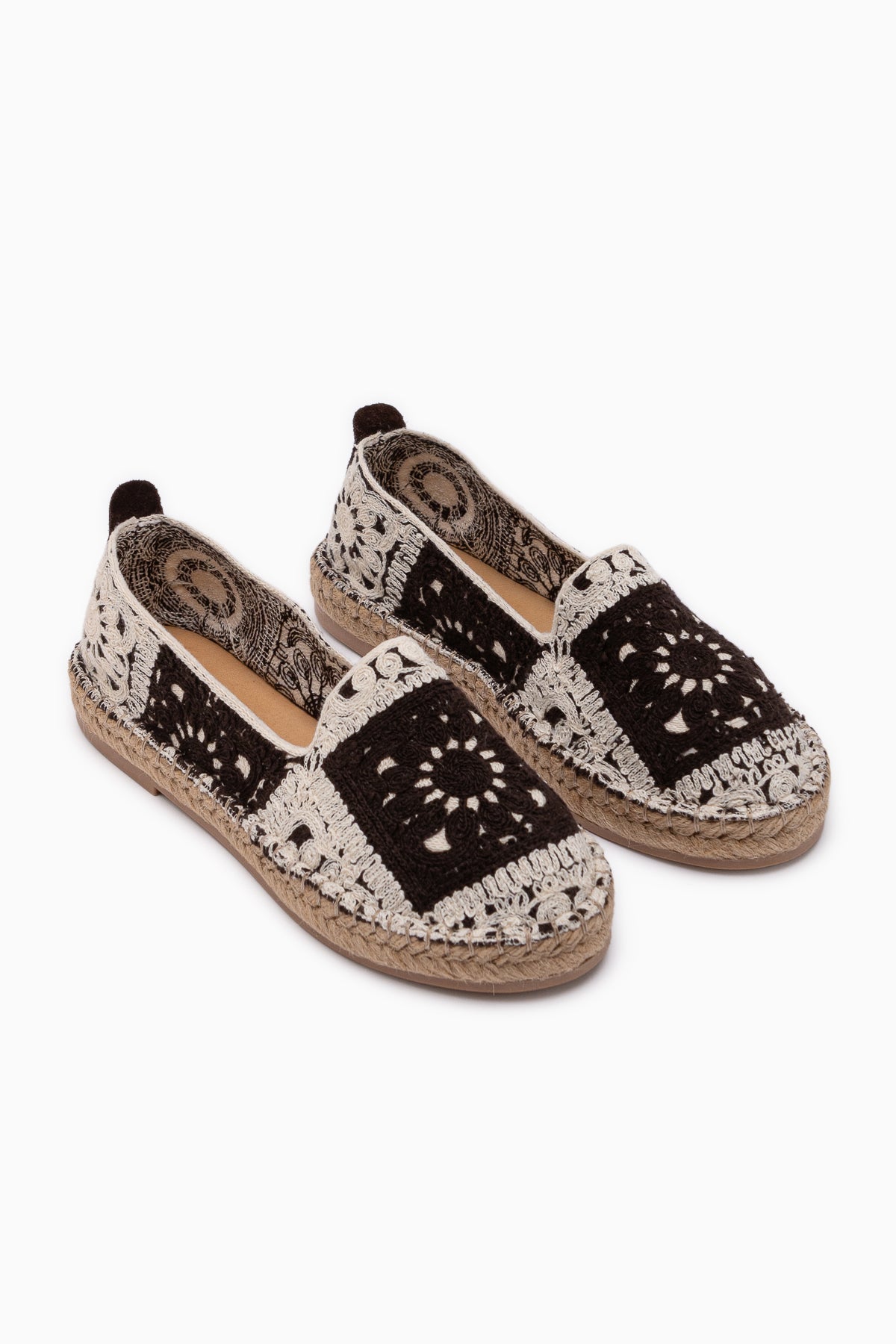 Rosie Kahve Bohem Örgü Desenli Espadril Loafer Kadın Ayakkabı