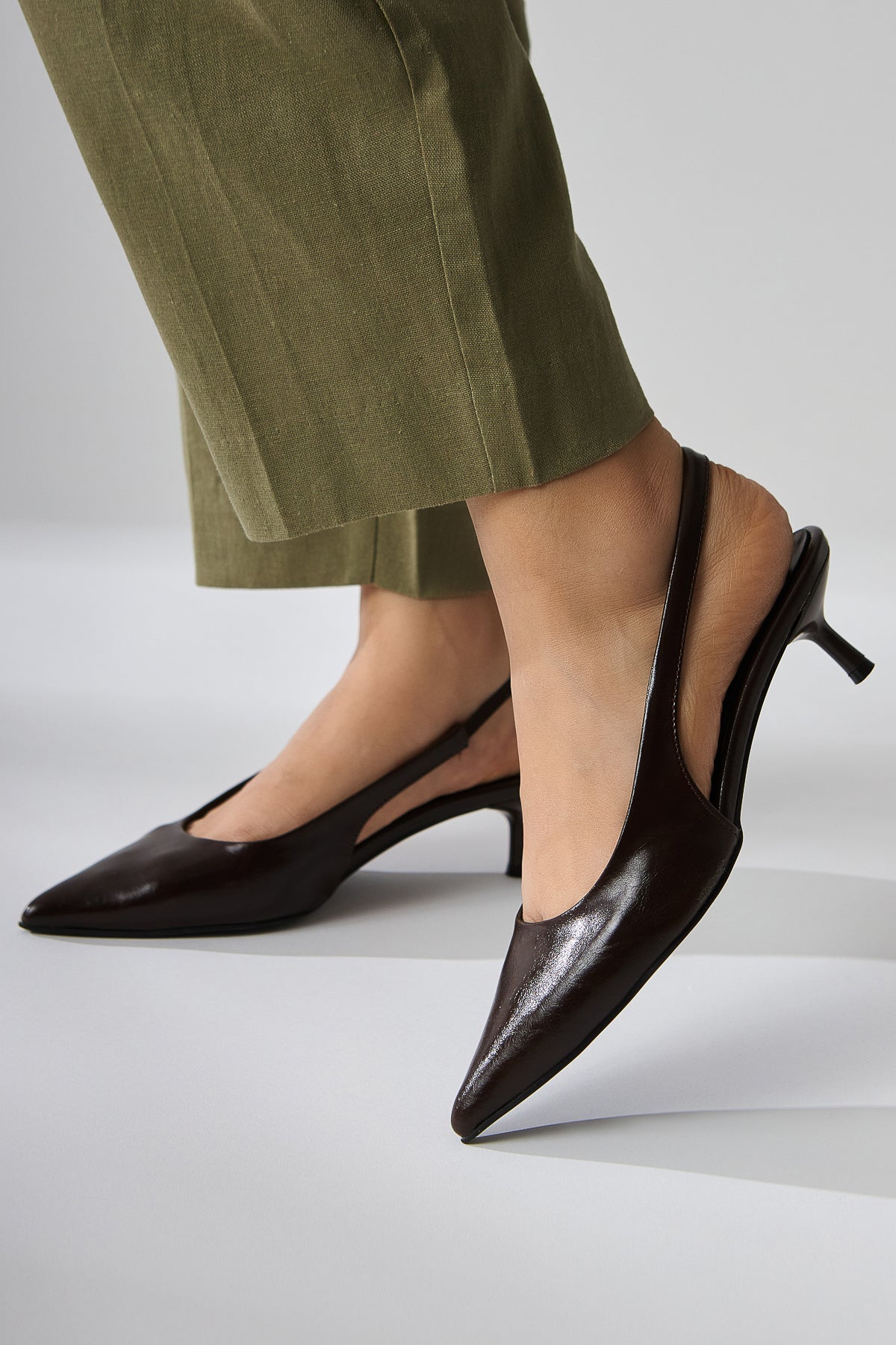 Sanni Kaffee Spitze Zehe Damen Absatz Sandale