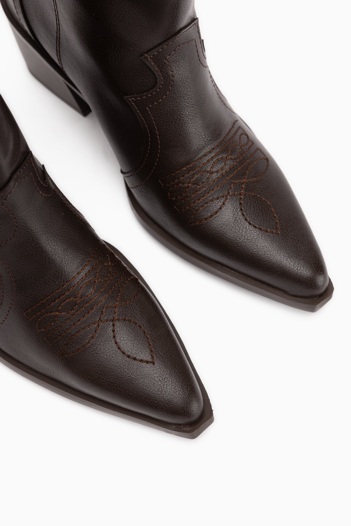 Joo Braun Spitzes Fußbett Bestickte Western Stiefel