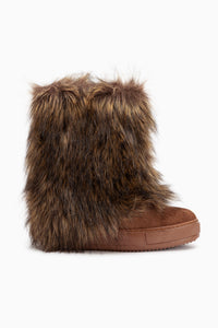 Randi Tan Suede Hidden Wedge Feathered Women’s Boots