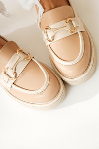 Larah Nude-Beige Buckle Detailed Loafers