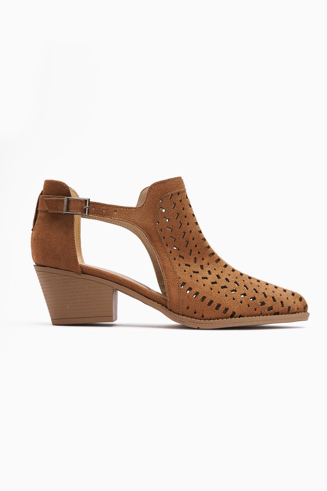 Julian Black Suede Perforated Chunky Heel Women's Western Summer Boots