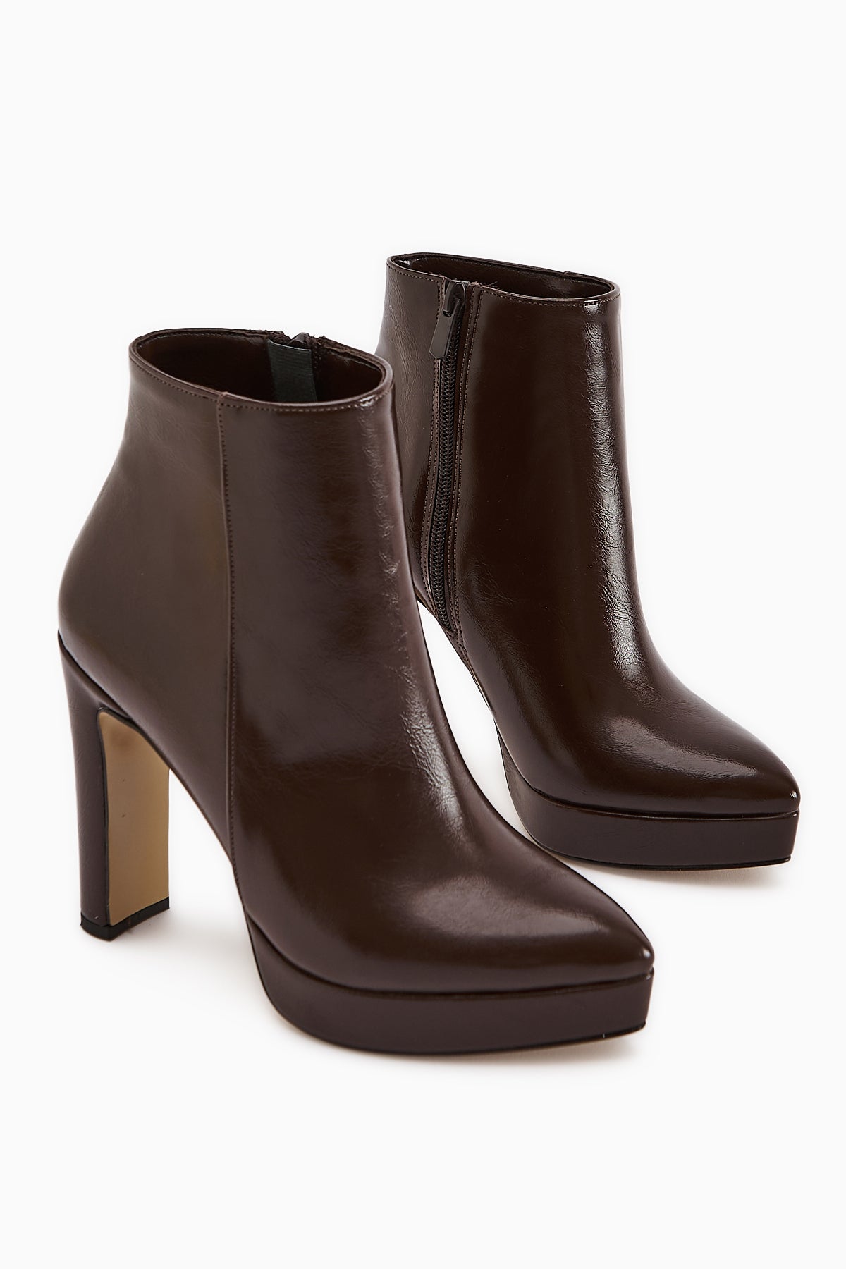 Abbie Coffee Pointed Toe High Heel Zippered Boot