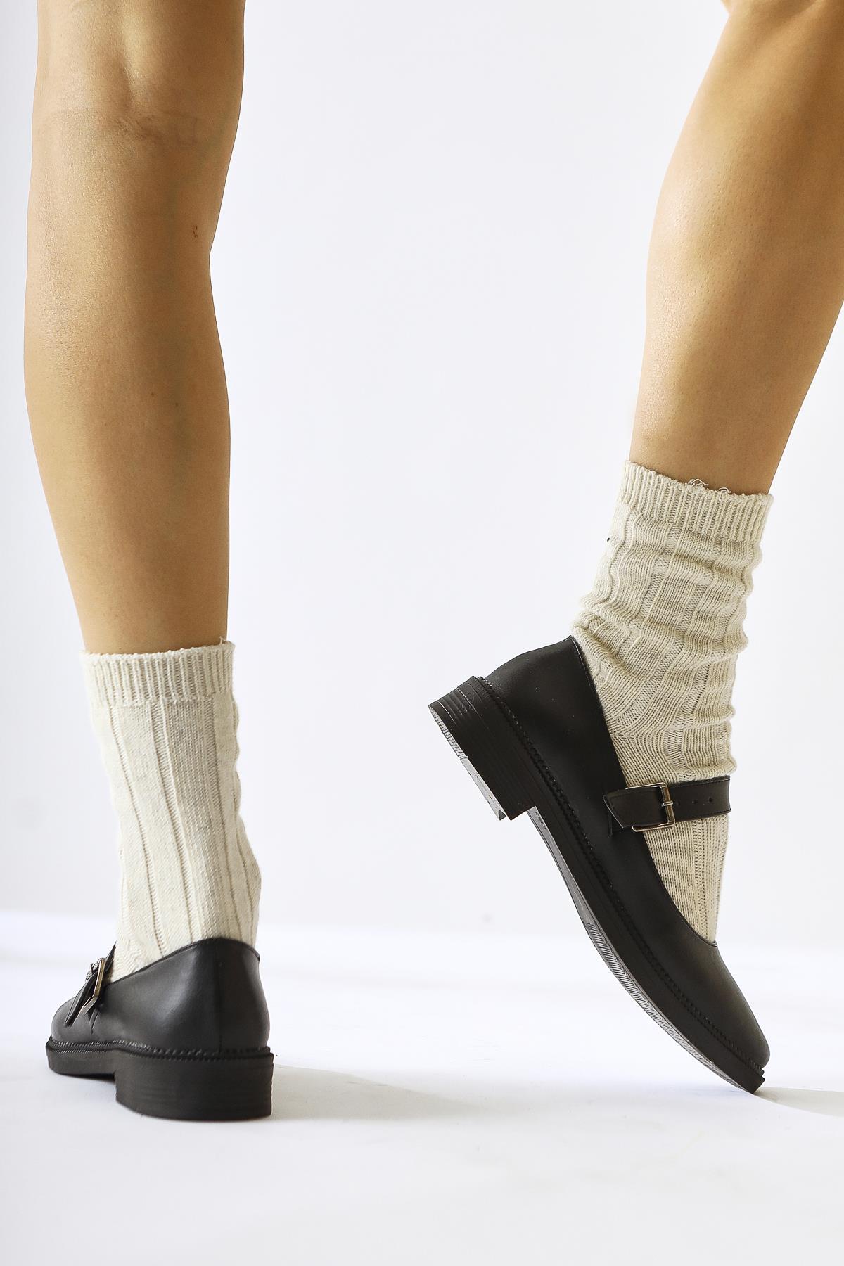 Vivy Schwarze Runde Zehen Einzelriemen Alltagsschuhe