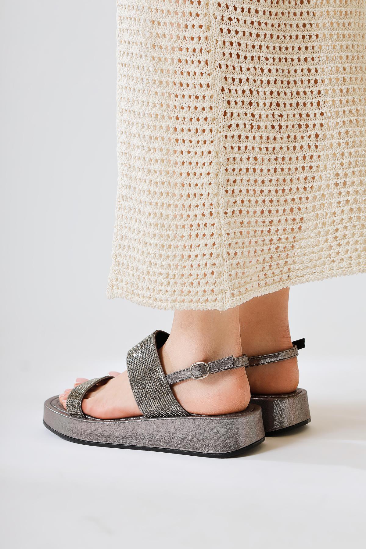 Cisela Platinum Stone Strappy Sandals