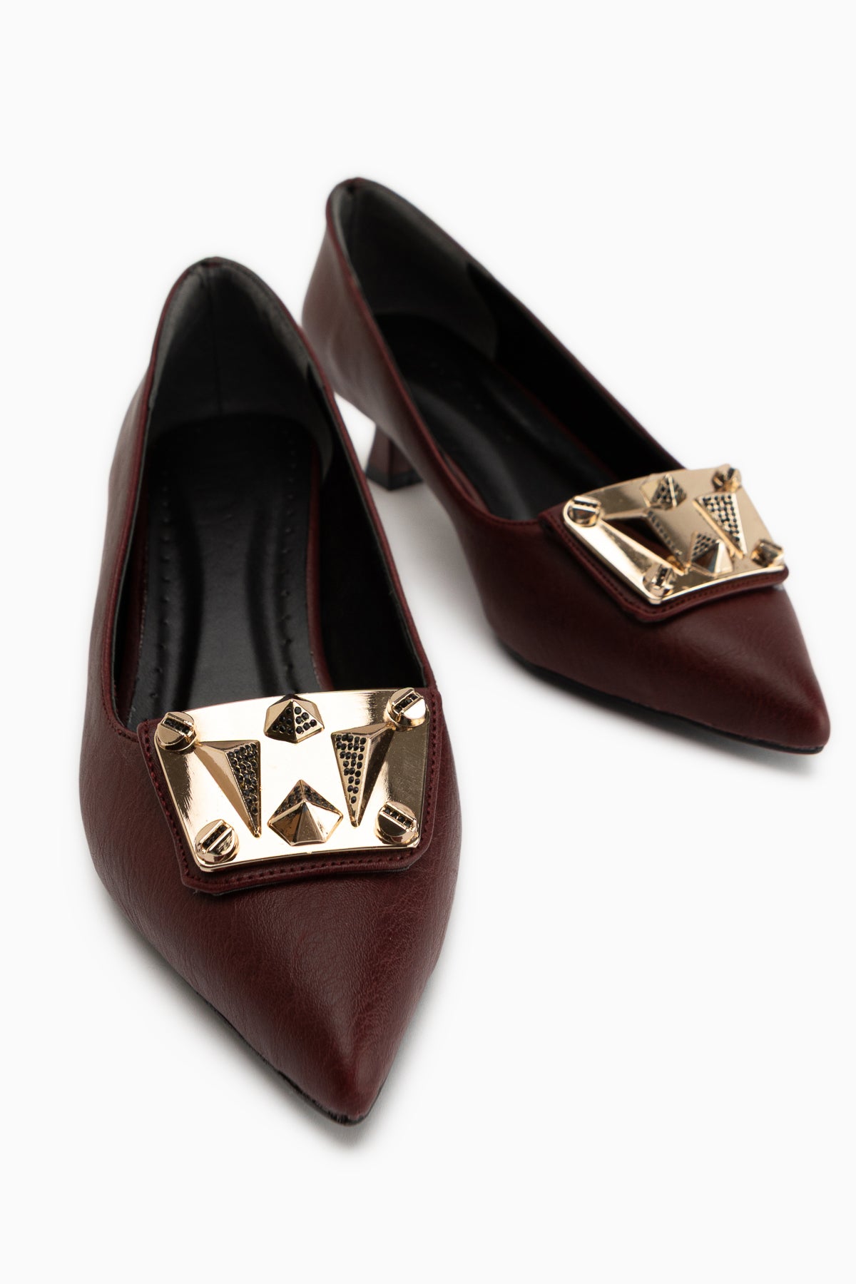 Juliet Bordeaux Schnalle Kurzabsatz Damen Schuhe