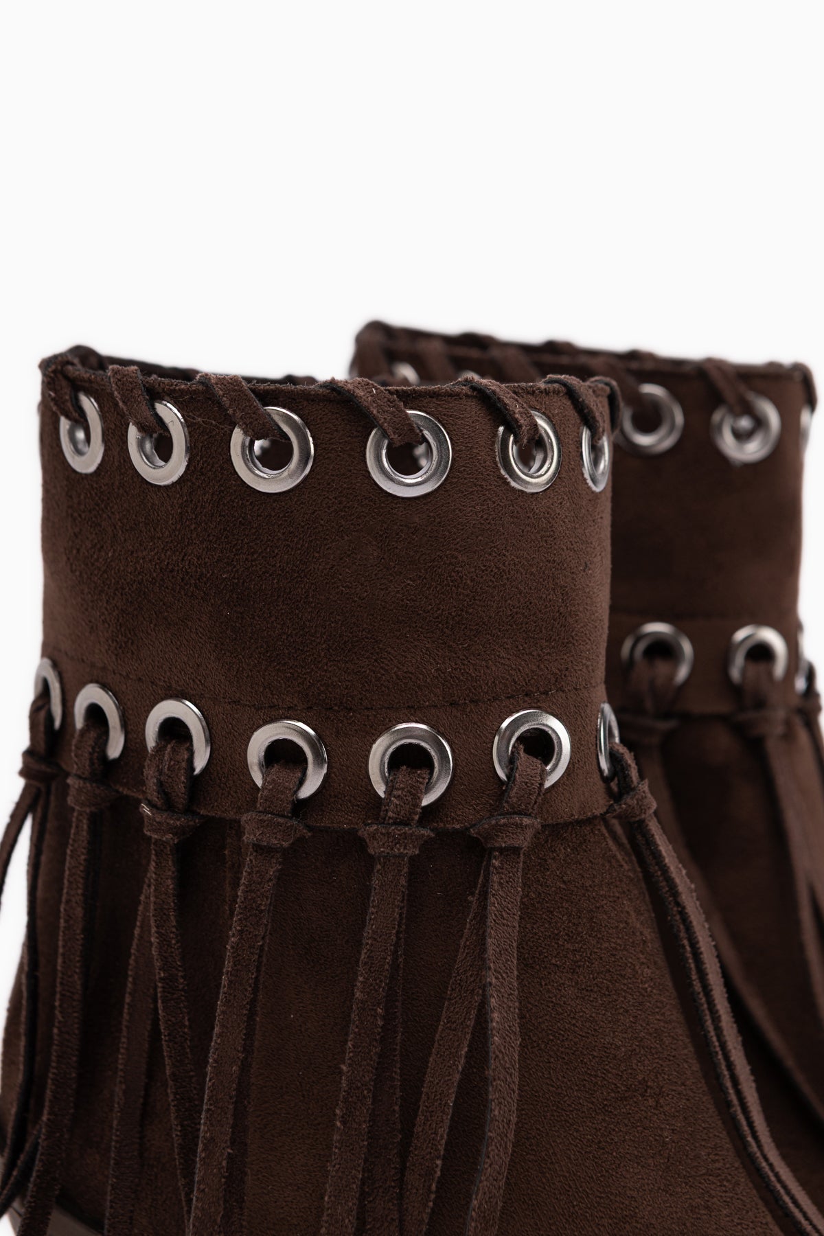 Nessa Wildleder Fransen Chunky Absatz Damen Cowboy Stiefel