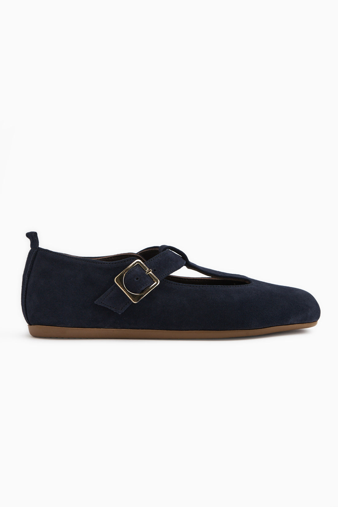 Echtes Leder Danni Navy Suede Gürtelschnalle Damen Ballerinas