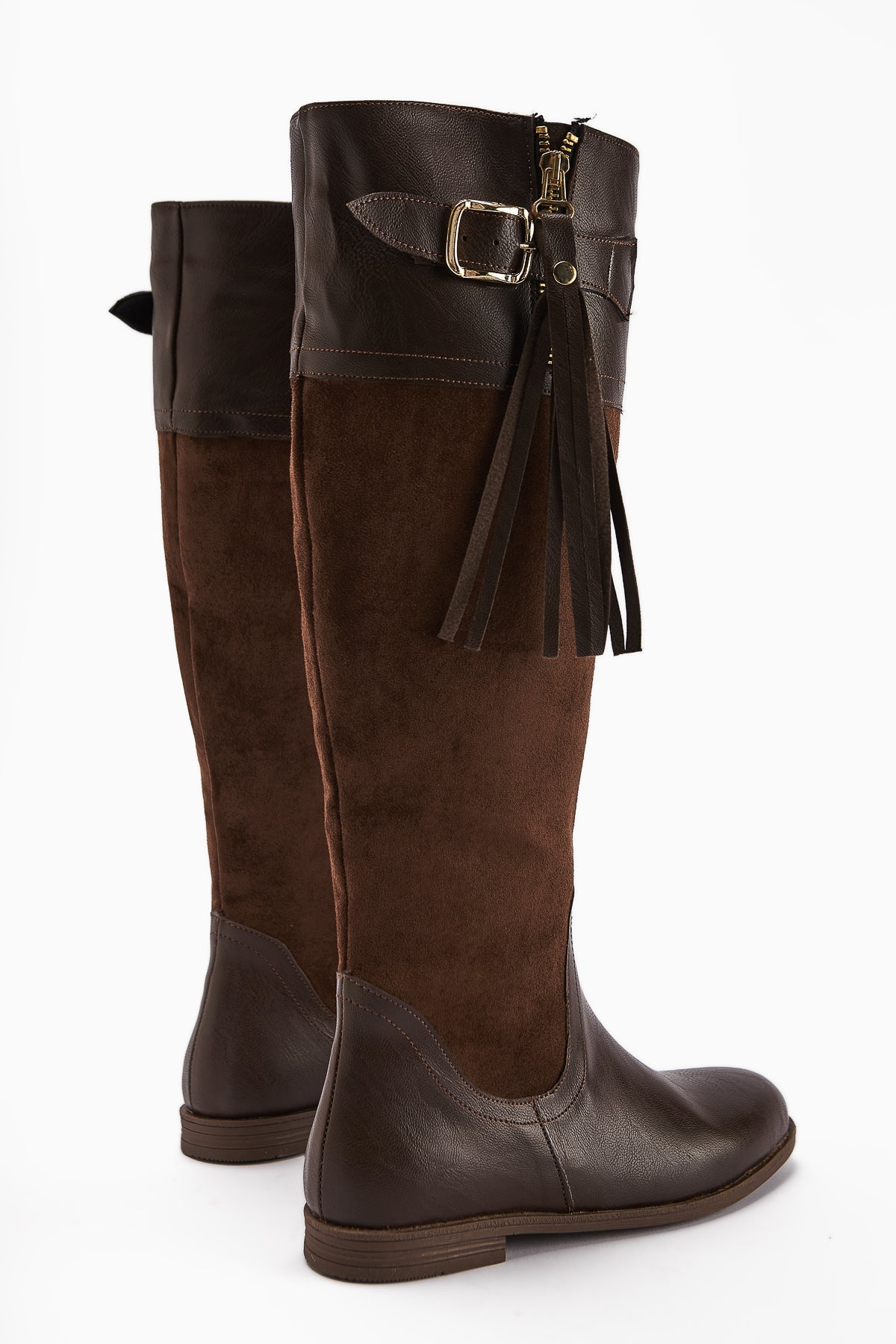 Galia Brown Suede Buckled Women's Boot