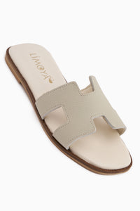 Rosali Echtes Leder Beige Damen Pantoletten