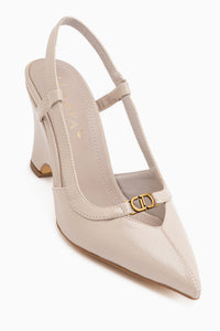 Rima Beige Schnalle Detail Damen Absatzschuhe