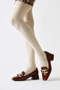 Fenna Burgunder Lack Schnalle Detail Damen Alltagsschuhe