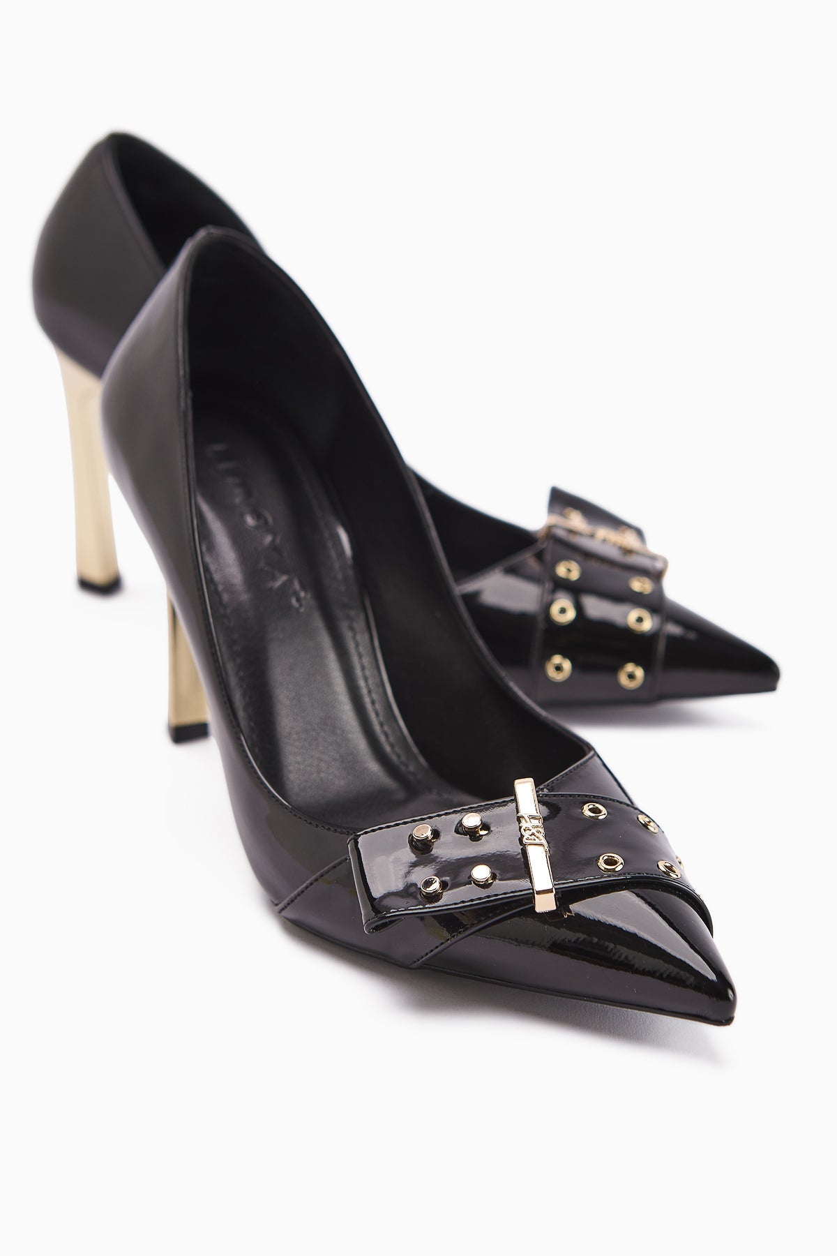 Sven Black Patent Leather Detailed Women's High Heel Shoe