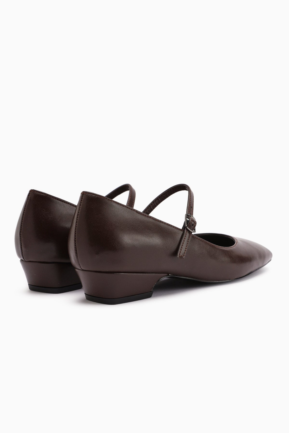 Yuphin Brown Low-Heeled Belted Women's High-Heeled Shoe