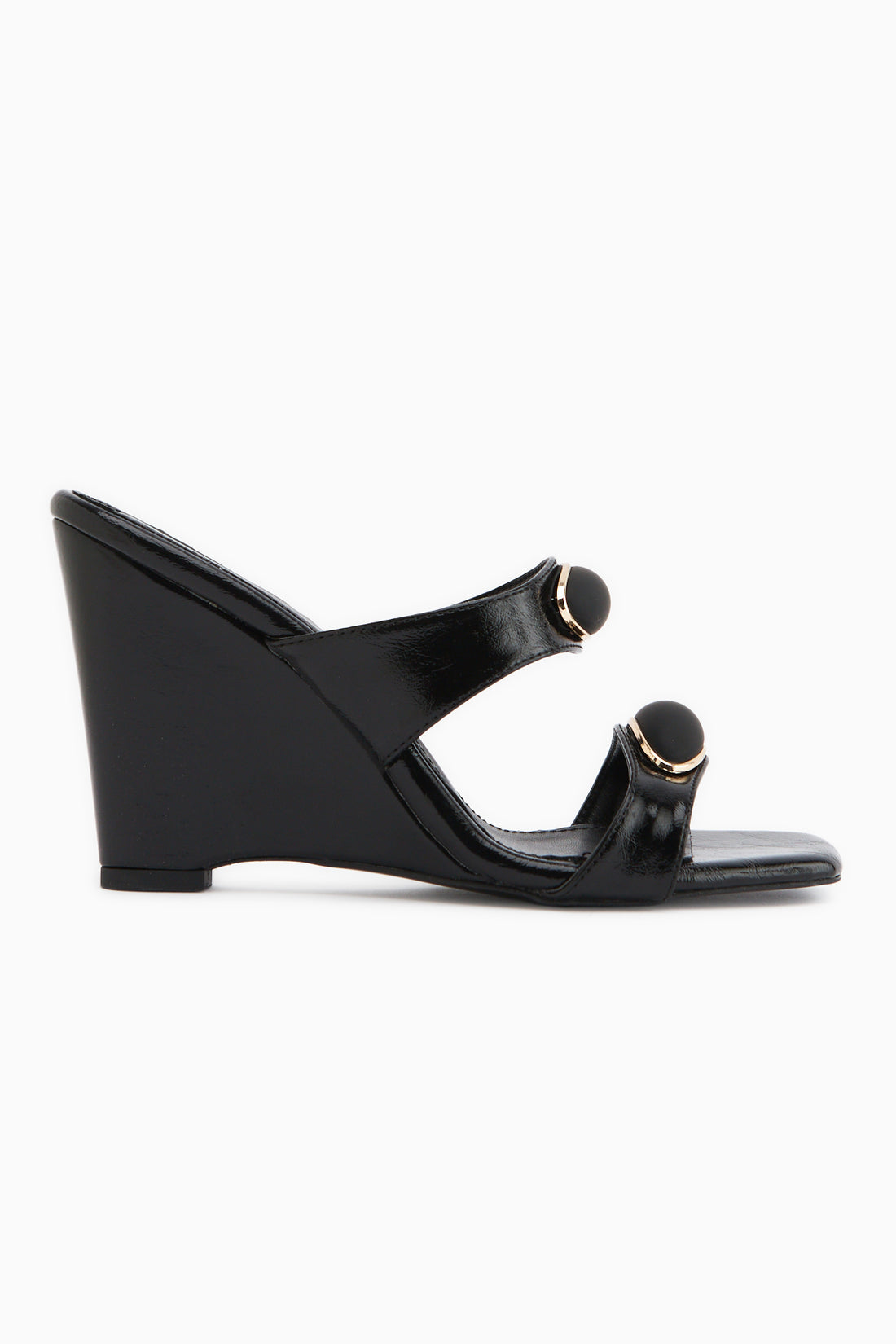 Mirsa Schwarze Keil Damen Pantoletten
