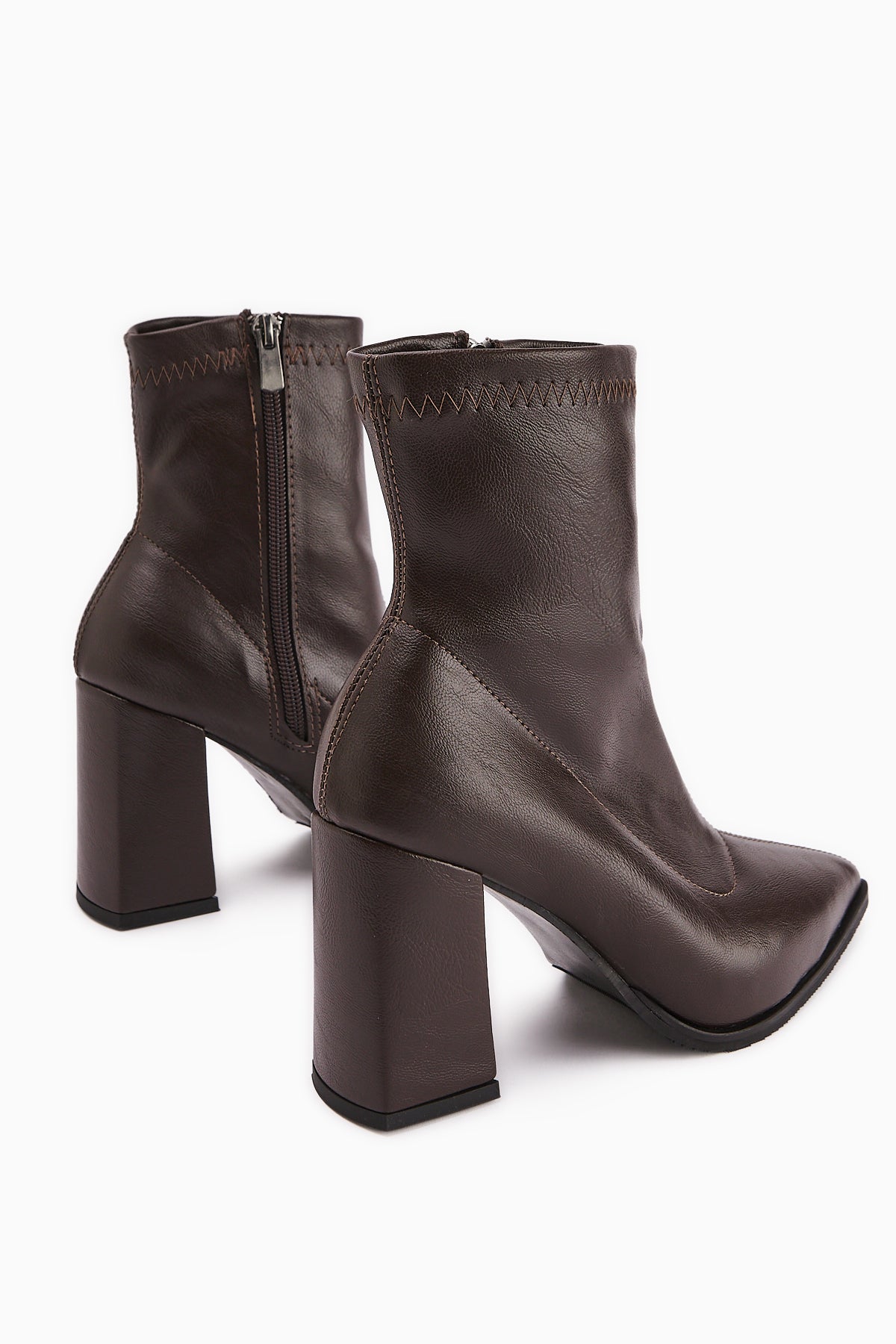 Susy Brown Thick Heeled Stretch Women's Boot