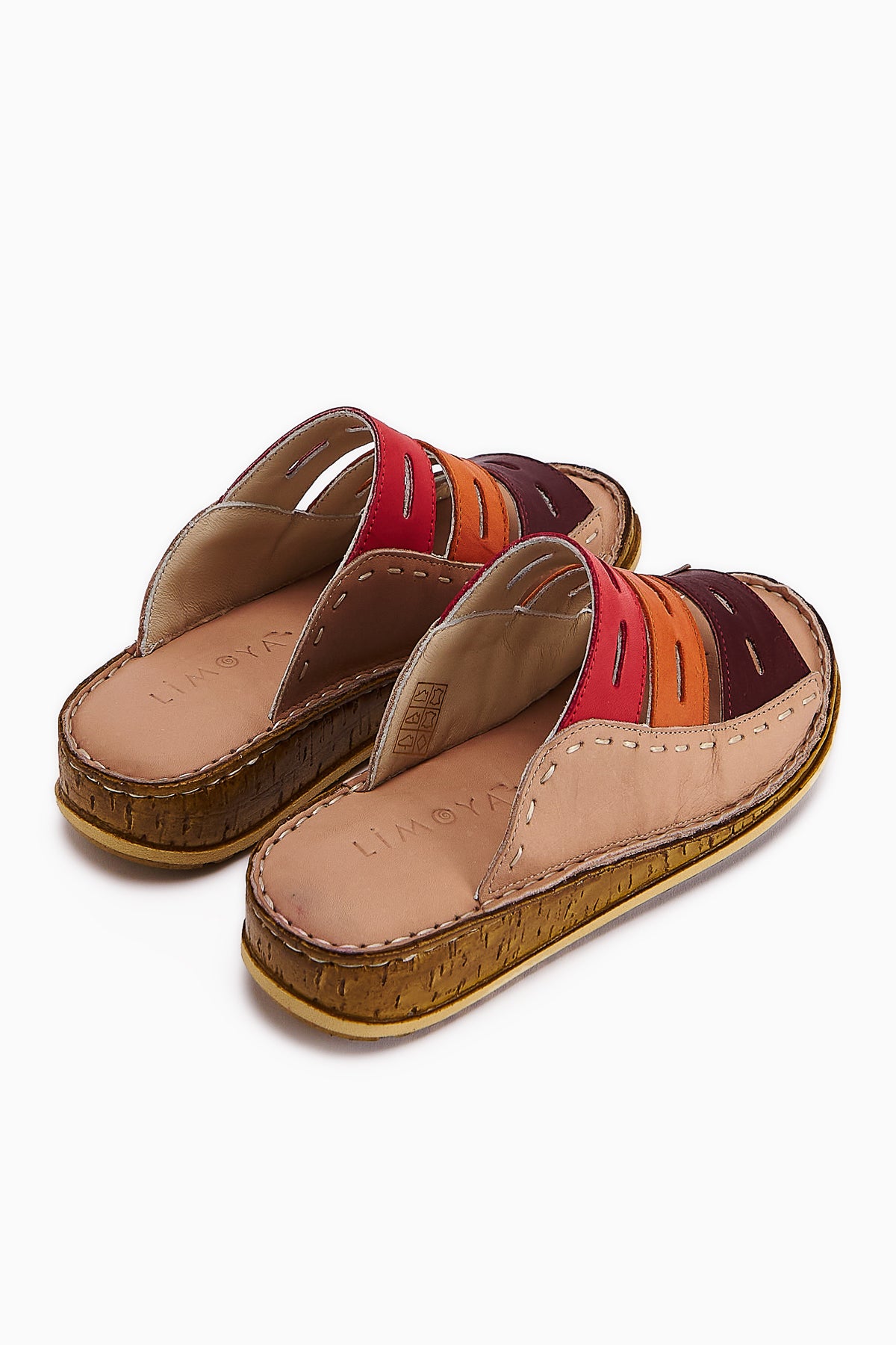 Echtes Leder Joelle Ten Bordeaux Lila Orange Komfort Laser Schnitt Pantoletten