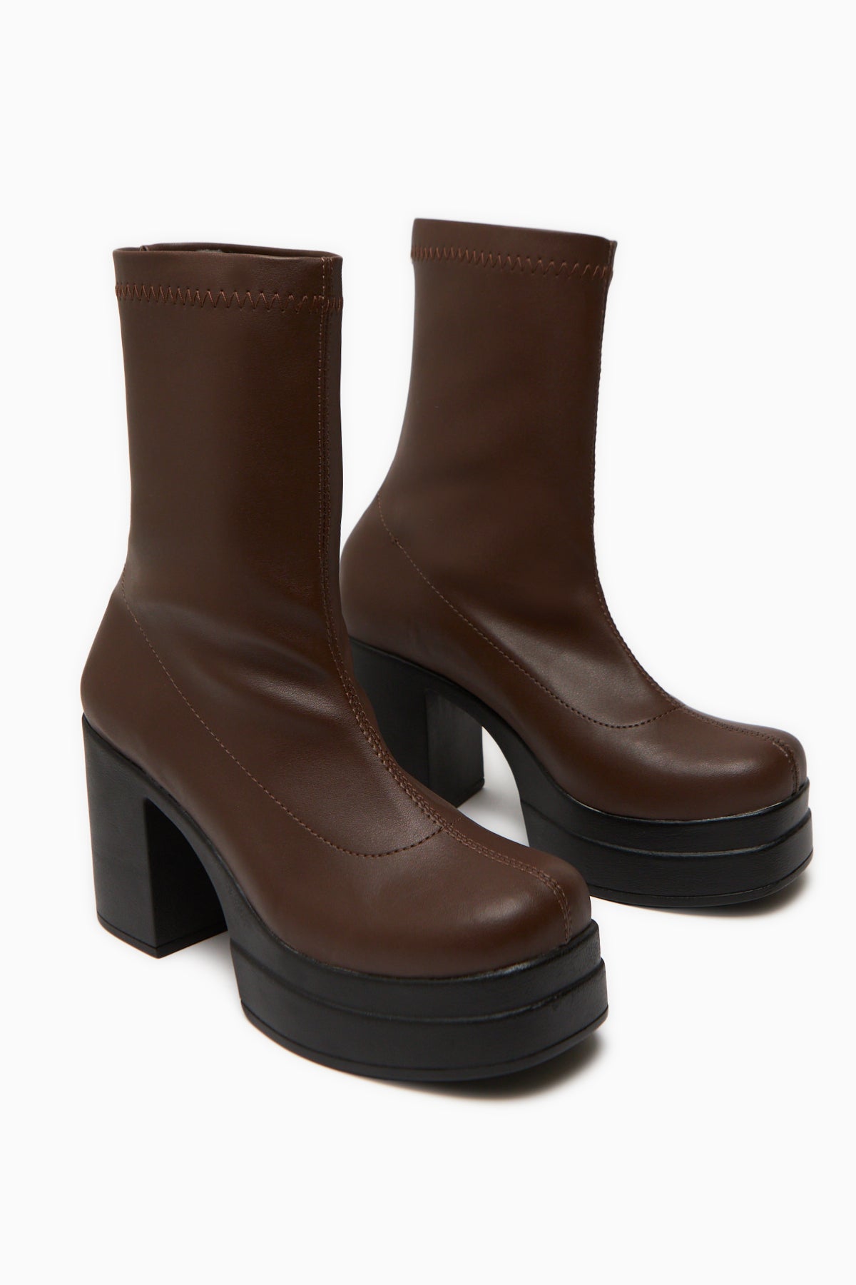 Bie Black Platform Heeled Women's Stretch Boot