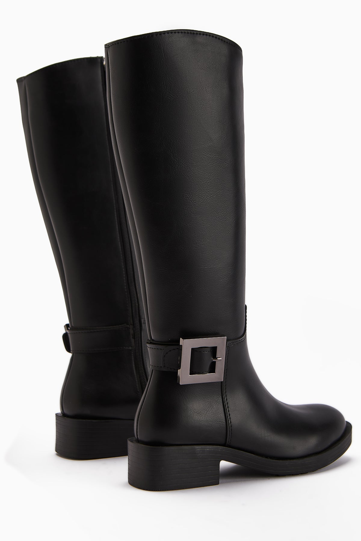 Becky Black Buckled High Platform Women's Boot