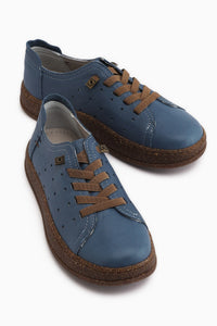 Judi Echtes Leder Blau Bequeme Sohle Damen Sneaker
