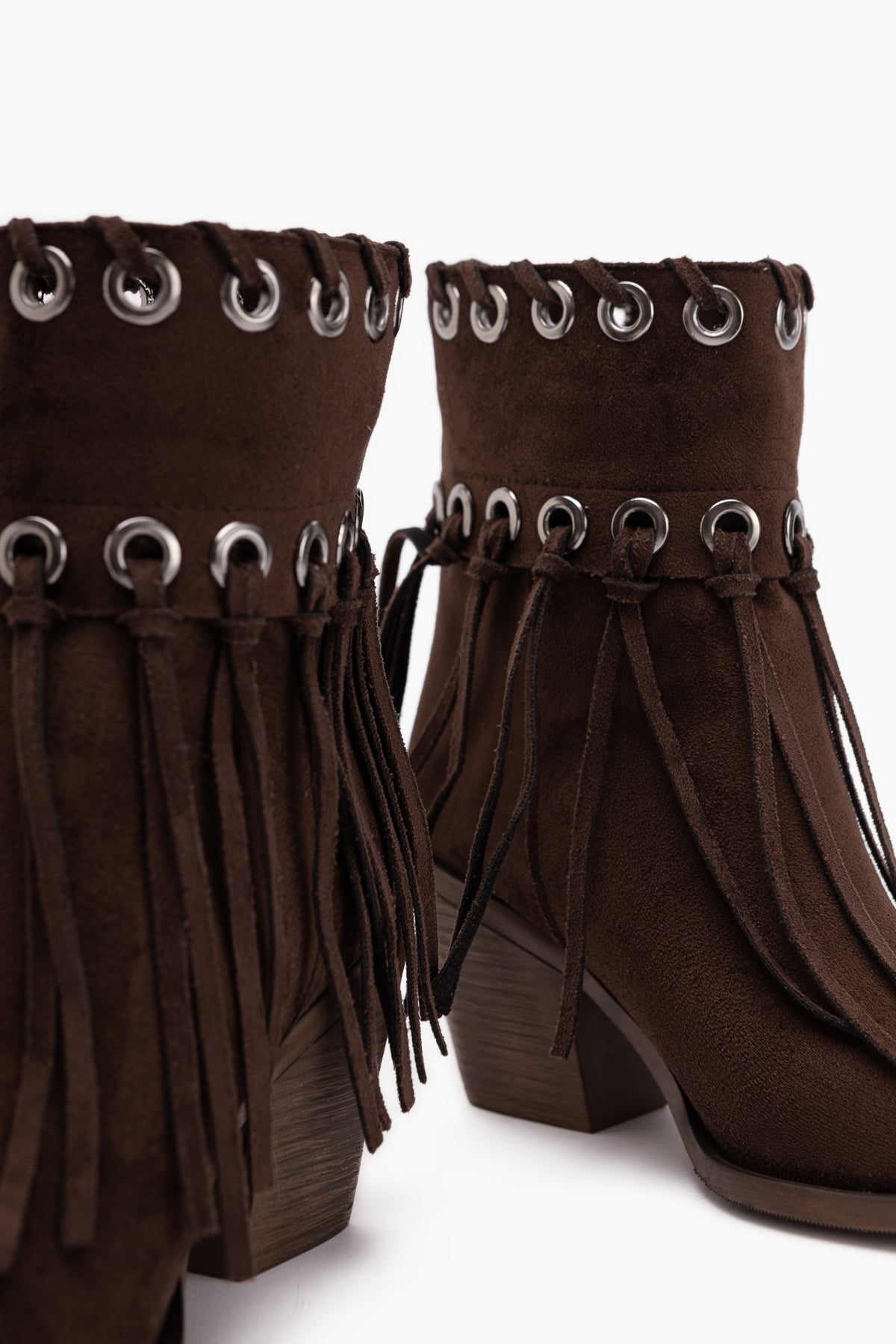 Nessa Wildleder Fransen Chunky Absatz Damen Cowboy Stiefel