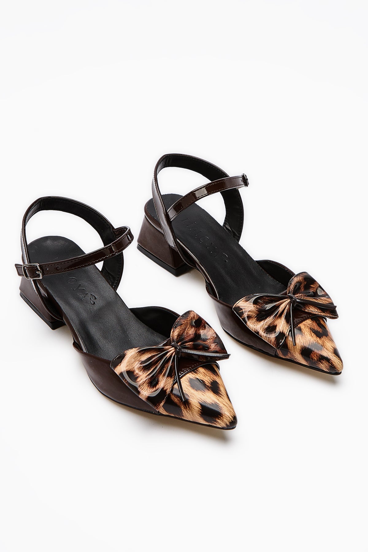 Silvia Coffee Knöchelbindung Leopard Schleife Damen Sandale