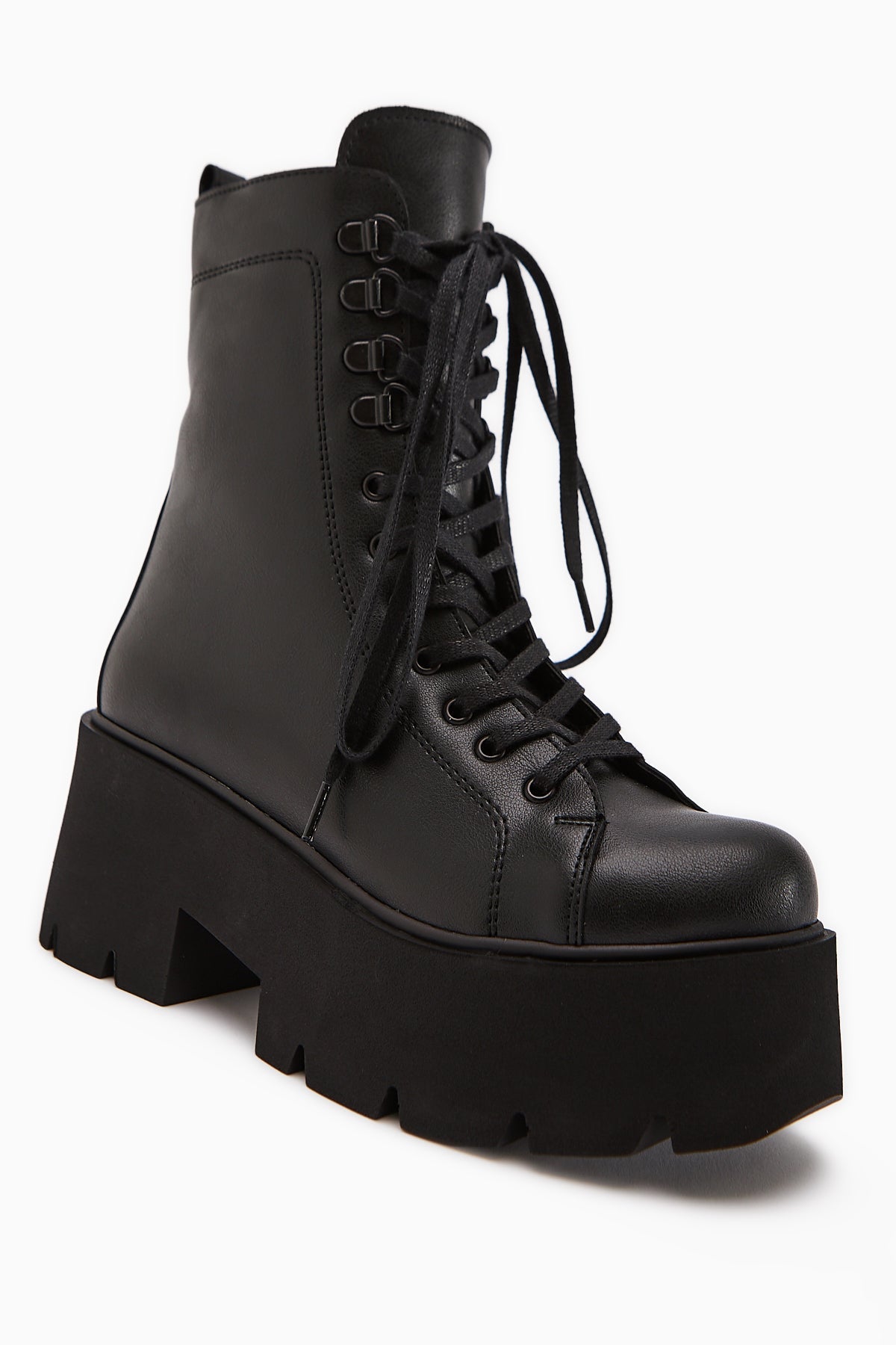Brit Black Platform Heeled Women's Combat Boot