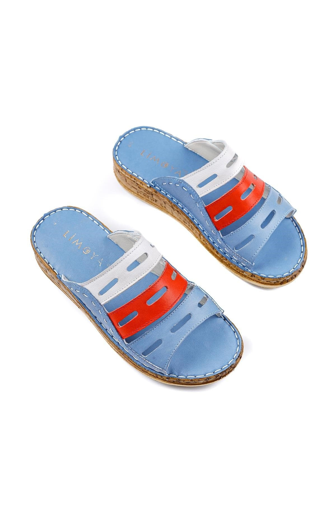 Joelle – Blau [Echtleder] Slide mit Laser-Cut (Damen)