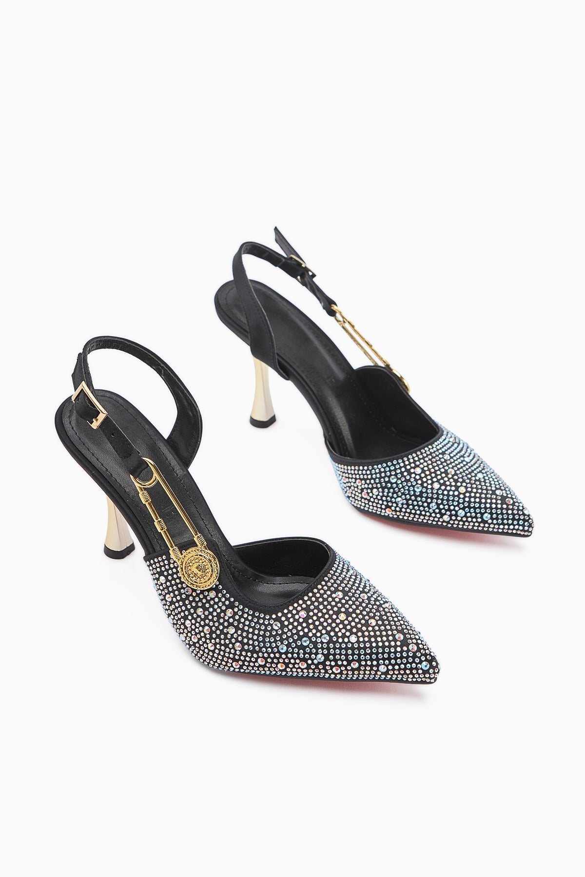 Denise Silber Knöchelriemen Absätze mit Edelsteinen