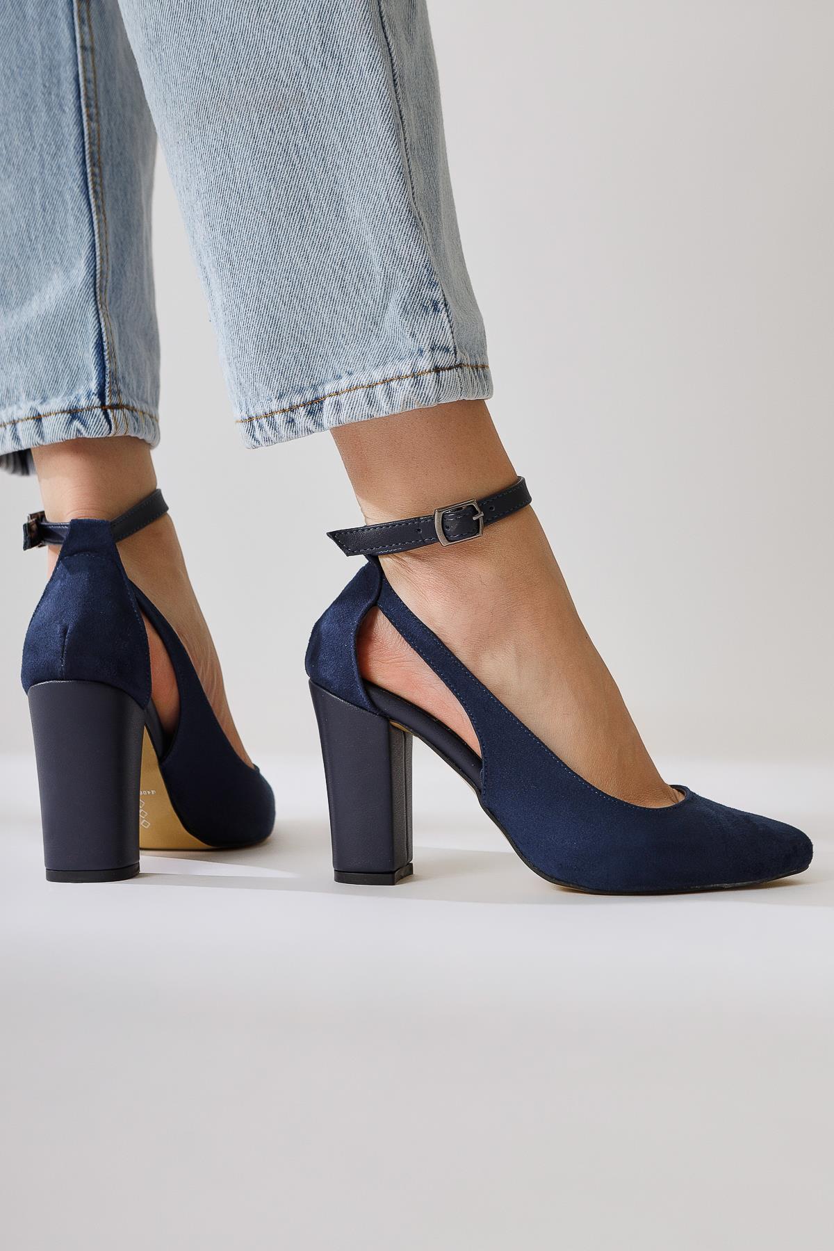 Kyle – Navy Ankle-Baret-Detail High-Heel Shoe (Women)