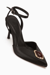 Laura Schwarze Schnalle Knöchelriemen Damen Absatzschuhe
