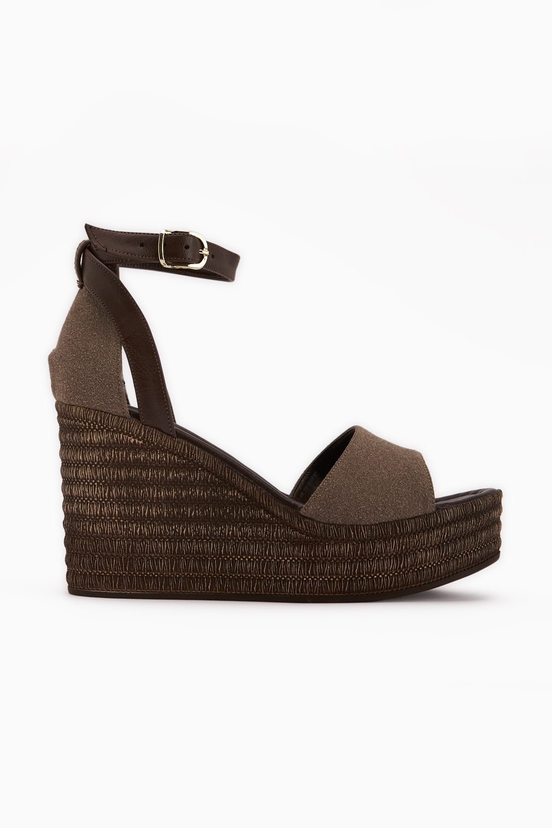 Moni Kaffee Wildleder Keilabsatz Schnalle Damen Sandale