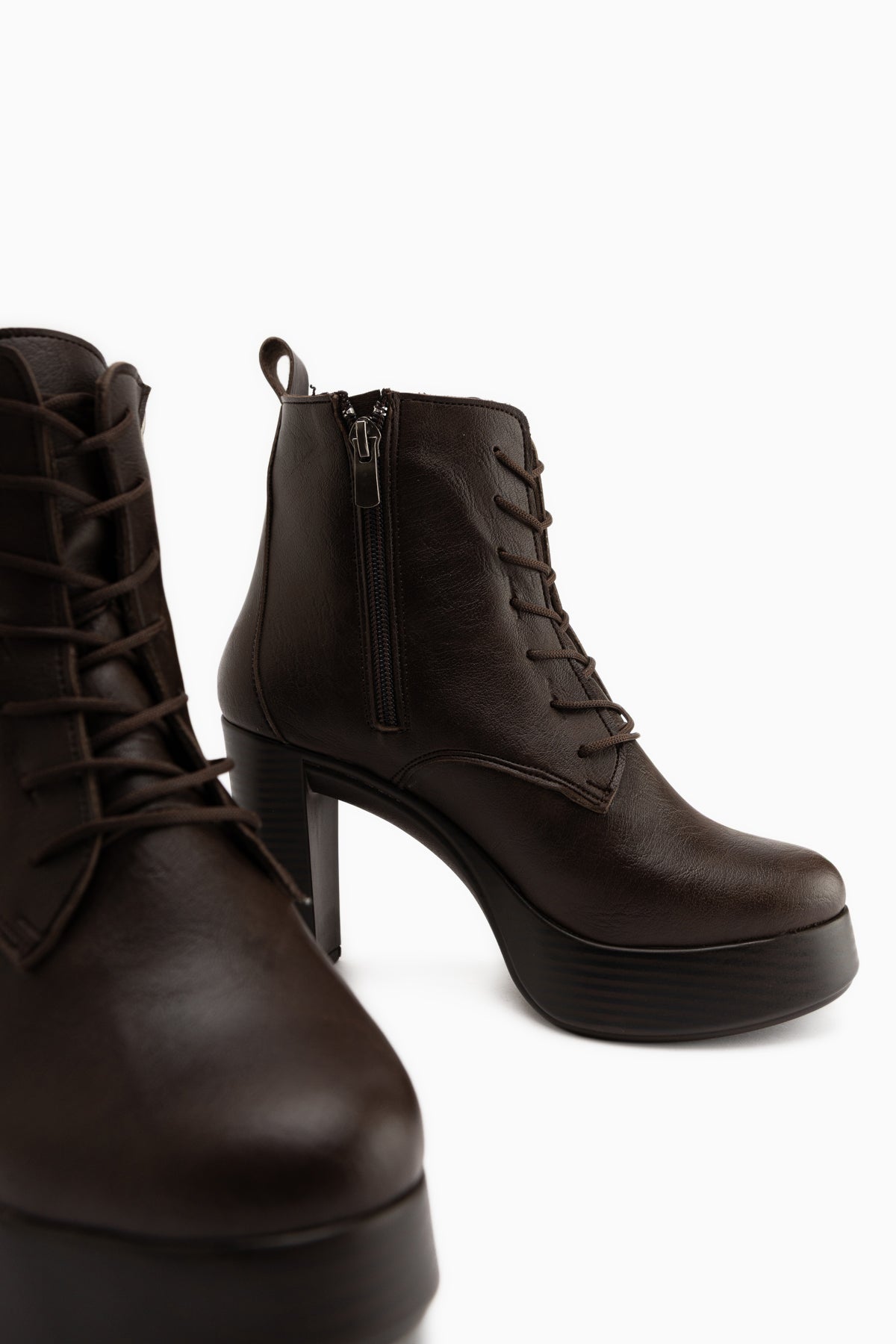 Camia Braun Schnür-Platform Absatz Damen Stiefel