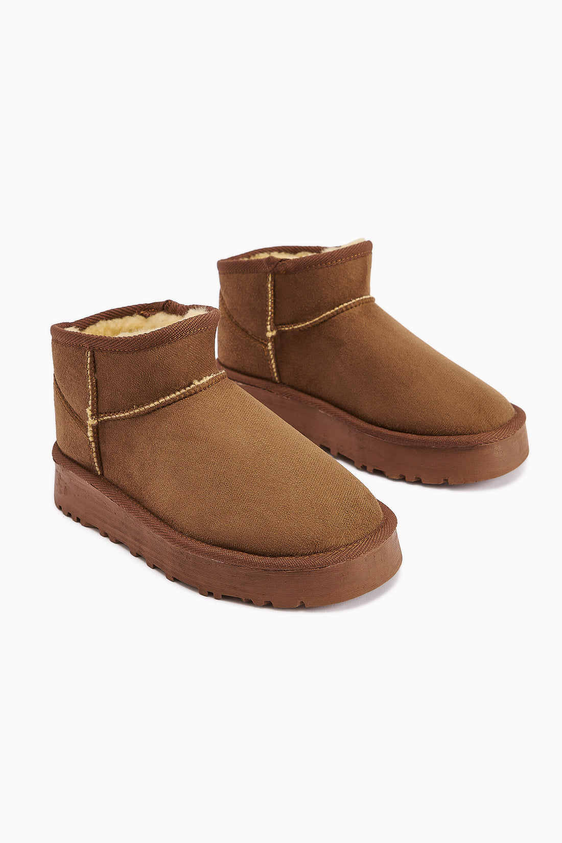 Lilly-Anne Tan Wildleder Kurze Fellgefütterte Damen Stiefel