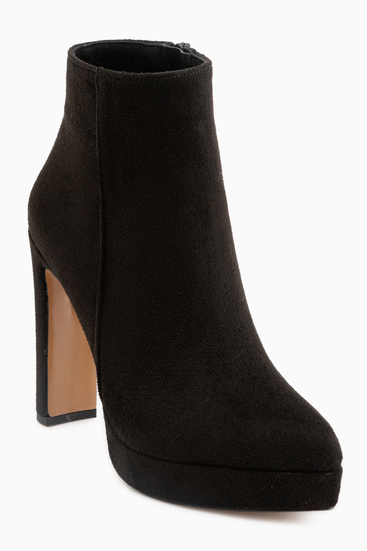 Abbie Black Suede Pointed Toe High Heeled Zipper Boots
