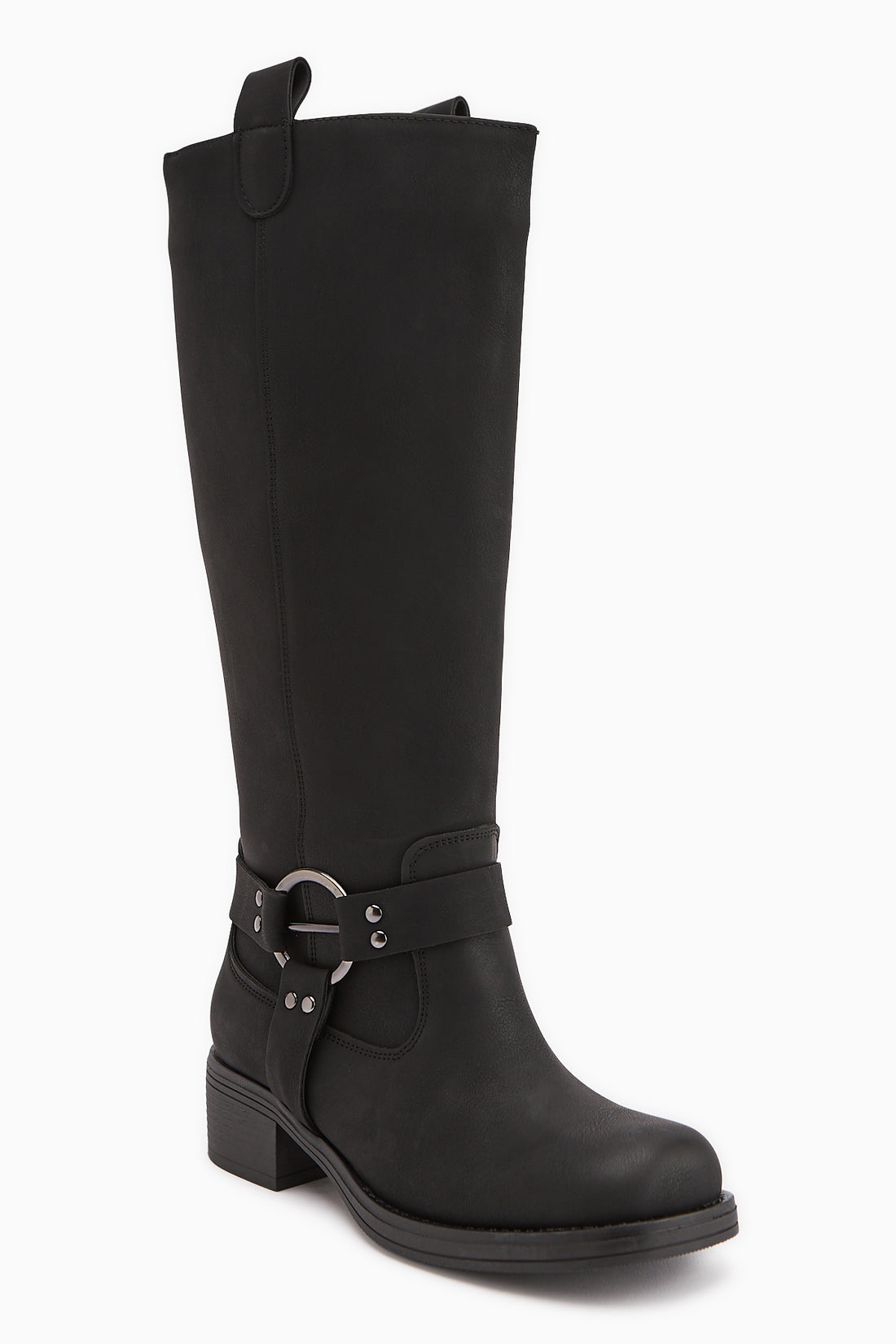 Soleil Schwarz Gürtel Detail Damen Stiefel