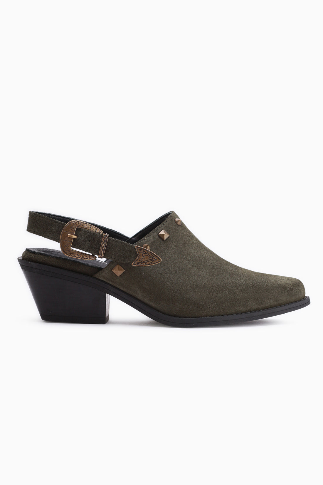 Tima Echtes Leder Khaki Absatz Damen Sandale
