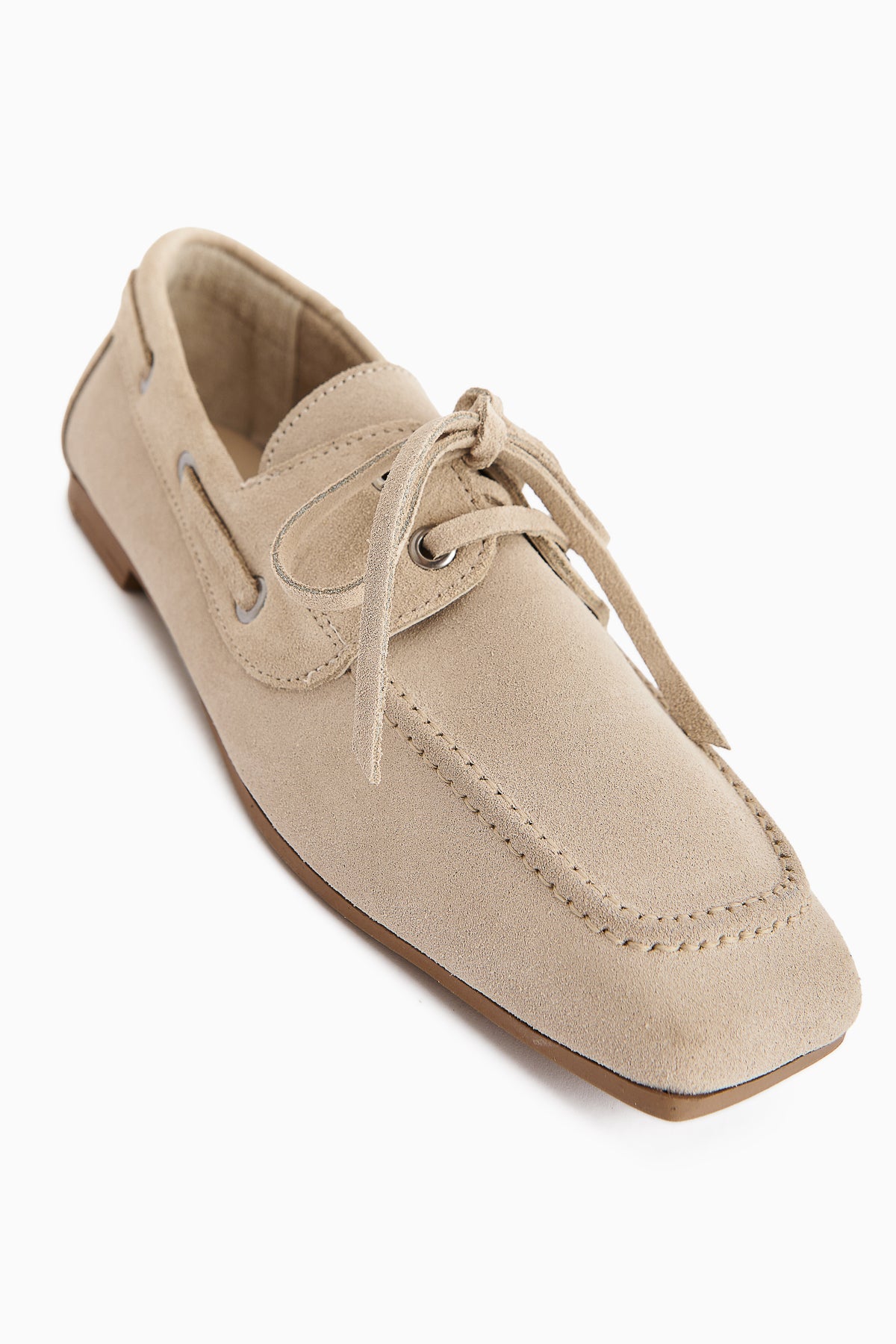 Arian Genuine Beige Suede Leather Lace-Up Moccasin Daily Loafer