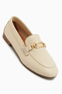 Alessa Echtes Leder Beige Schnallen Damen Loafer Freizeit Mokassin Schuhe