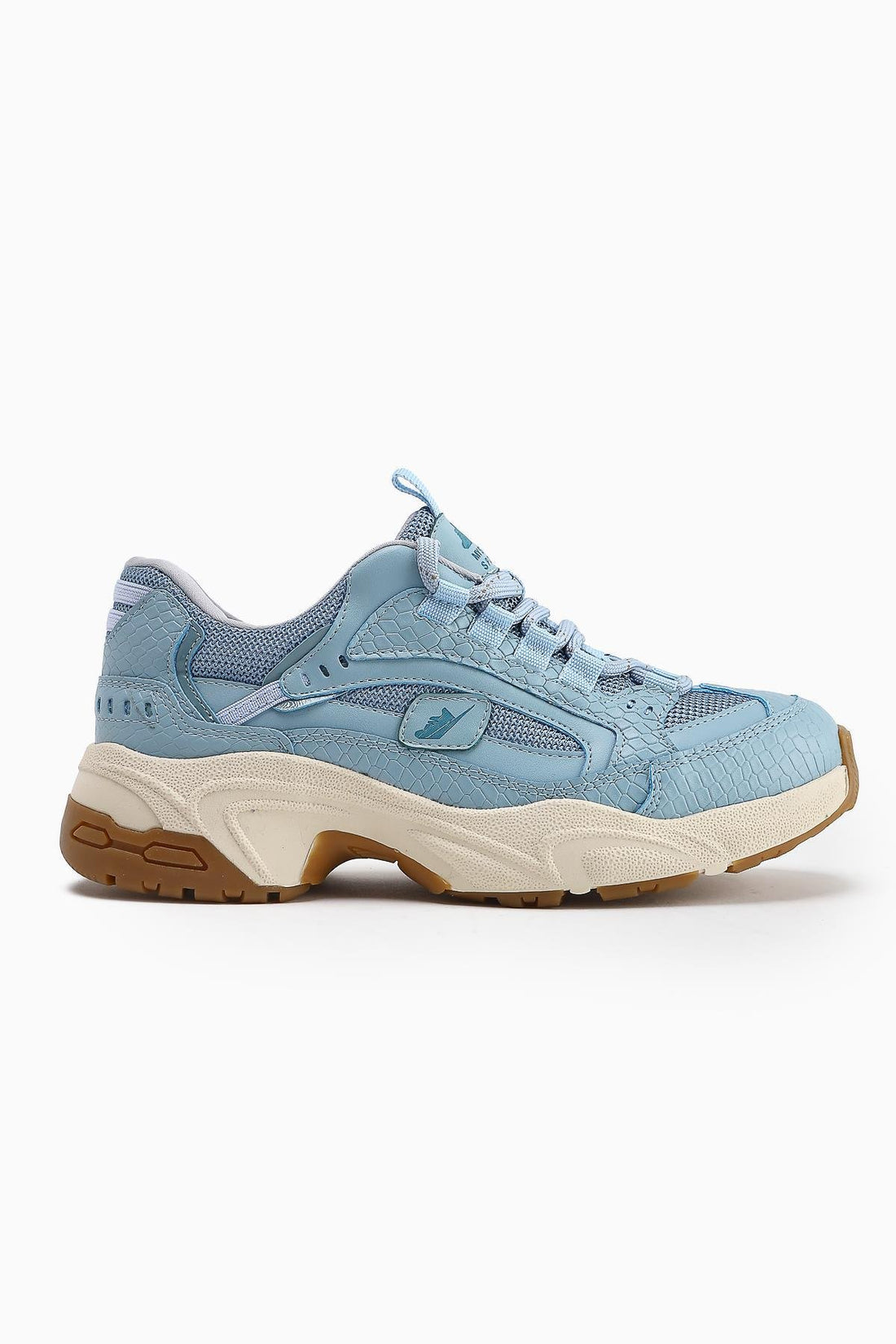 Caisa Blue Textile Detail Lace-Up Women's Sneakers