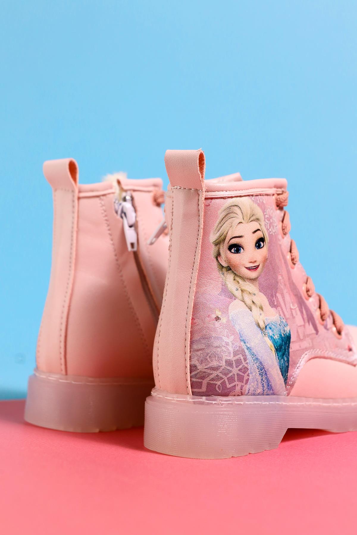 Lyan – Rosé Stiefelette mit Charakter-Print und Schnürung (Kinder)