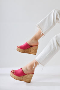 Riya Fuchsia Thick Cork Soled Slippers