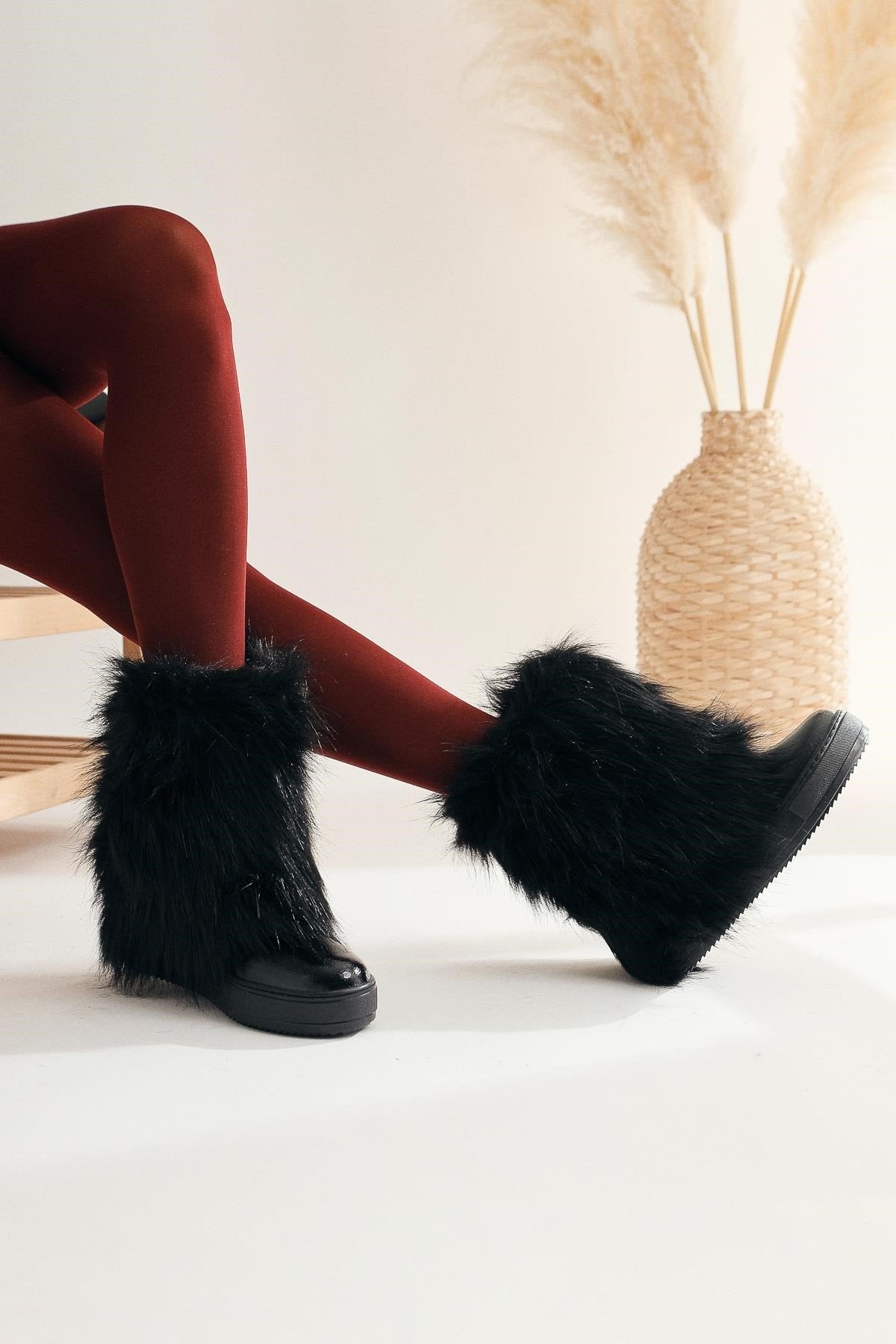 Randi Schwarz Versteckte Ferse Feder Damen Stiefel