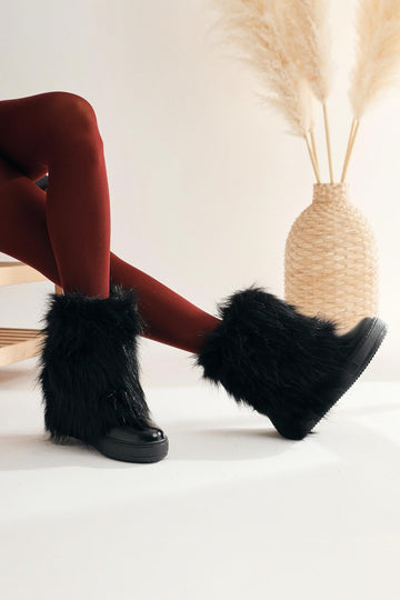 Randi Schwarz Versteckte Ferse Feder Damen Stiefel